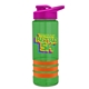 a transparent green bottle & pink lid & orange grip sergeant stripe - 24 oz tritan(tm) bottle with drink thru lid, stripe bands, and digital imprint