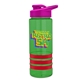 a transparent green bottle & pink lid & red grip sergeant stripe - 24 oz tritan(tm) bottle with drink thru lid, stripe bands, and digital imprint