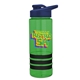 a transparent green bottle & navy blue lid & black grip sergeant stripe - 24 oz tritan(tm) bottle with drink thru lid, stripe bands, and digital imprint