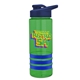 a transparent green bottle & navy blue lid & blue grip sergeant stripe - 24 oz tritan(tm) bottle with drink thru lid, stripe bands, and digital imprint
