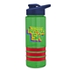 a transparent green bottle & navy blue lid & red grip sergeant stripe - 24 oz tritan(tm) bottle with drink thru lid, stripe bands, and digital imprint