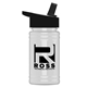 a black lid & eco white bottle upcycle - mini 16 oz rpet sports bottle with flip straw lid