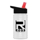 a black-with-red-spout lid & eco white bottle upcycle - mini 16 oz rpet sports bottle with flip straw lid