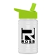 a lime green lid & eco white bottle upcycle - mini 16 oz rpet sports bottle with flip straw lid