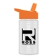 a orange lid & eco white bottle upcycle - mini 16 oz rpet sports bottle with flip straw lid