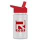 a red lid & eco white bottle upcycle - mini 16 oz rpet sports bottle with flip straw lid