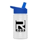a royal blue lid & eco white bottle upcycle - mini 16 oz rpet sports bottle with flip straw lid