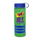 a transparent green bottle & royal blue lid & royal blue grip sergeant stripe - 24 oz tritan(tm) bottle with tethered lid, stripe bands, and digital imprint
