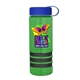 a transparent green bottle & royal blue lid & black grip sergeant stripe - 24 oz tritan(tm) bottle with tethered lid, stripe bands, and digital imprint