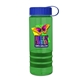 a transparent green bottle & royal blue lid & green grip sergeant stripe - 24 oz tritan(tm) bottle with tethered lid, stripe bands, and digital imprint