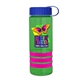 a transparent green bottle & royal blue lid & pink grip sergeant stripe - 24 oz tritan(tm) bottle with tethered lid, stripe bands, and digital imprint
