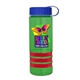 a transparent green bottle & royal blue lid & red grip sergeant stripe - 24 oz tritan(tm) bottle with tethered lid, stripe bands, and digital imprint