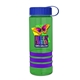 a transparent green bottle & royal blue lid & violet grip sergeant stripe - 24 oz tritan(tm) bottle with tethered lid, stripe bands, and digital imprint