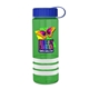a transparent green bottle & royal blue lid & white grip sergeant stripe - 24 oz tritan(tm) bottle with tethered lid, stripe bands, and digital imprint