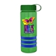 a transparent green bottle & green lid & royal blue grip sergeant stripe - 24 oz tritan(tm) bottle with tethered lid, stripe bands, and digital imprint