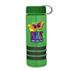 a transparent green bottle & green lid & black grip sergeant stripe - 24 oz tritan(tm) bottle with tethered lid, stripe bands, and digital imprint