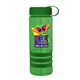 a transparent green bottle & green lid & green grip sergeant stripe - 24 oz tritan(tm) bottle with tethered lid, stripe bands, and digital imprint