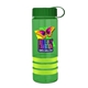 a transparent green bottle & green lid & lime-green grip sergeant stripe - 24 oz tritan(tm) bottle with tethered lid, stripe bands, and digital imprint