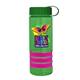 a transparent green bottle & green lid & pink grip sergeant stripe - 24 oz tritan(tm) bottle with tethered lid, stripe bands, and digital imprint