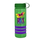 a transparent green bottle & green lid & violet grip sergeant stripe - 24 oz tritan(tm) bottle with tethered lid, stripe bands, and digital imprint