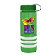 a transparent green bottle & green lid & white grip sergeant stripe - 24 oz tritan(tm) bottle with tethered lid, stripe bands, and digital imprint