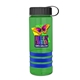 a transparent green bottle & black lid & royal blue grip sergeant stripe - 24 oz tritan(tm) bottle with tethered lid, stripe bands, and digital imprint