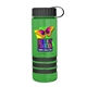 a transparent green bottle & black lid & black grip sergeant stripe - 24 oz tritan(tm) bottle with tethered lid, stripe bands, and digital imprint