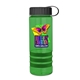 a transparent green bottle & black lid & green grip sergeant stripe - 24 oz tritan(tm) bottle with tethered lid, stripe bands, and digital imprint