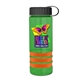 a transparent green bottle & black lid & orange grip sergeant stripe - 24 oz tritan(tm) bottle with tethered lid, stripe bands, and digital imprint