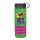 a transparent green bottle & black lid & pink grip sergeant stripe - 24 oz tritan(tm) bottle with tethered lid, stripe bands, and digital imprint