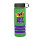 a transparent green bottle & black lid & violet grip sergeant stripe - 24 oz tritan(tm) bottle with tethered lid, stripe bands, and digital imprint