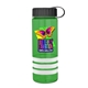 a transparent green bottle & black lid & white grip sergeant stripe - 24 oz tritan(tm) bottle with tethered lid, stripe bands, and digital imprint