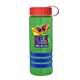 a transparent green bottle & red lid & royal blue grip sergeant stripe - 24 oz tritan(tm) bottle with tethered lid, stripe bands, and digital imprint