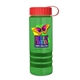 a transparent green bottle & red lid & green grip sergeant stripe - 24 oz tritan(tm) bottle with tethered lid, stripe bands, and digital imprint