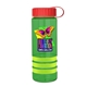 a transparent green bottle & red lid & lime-green grip sergeant stripe - 24 oz tritan(tm) bottle with tethered lid, stripe bands, and digital imprint