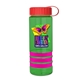 a transparent green bottle & red lid & pink grip sergeant stripe - 24 oz tritan(tm) bottle with tethered lid, stripe bands, and digital imprint