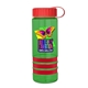 a transparent green bottle & red lid & red grip sergeant stripe - 24 oz tritan(tm) bottle with tethered lid, stripe bands, and digital imprint