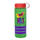 a transparent green bottle & red lid & violet grip sergeant stripe - 24 oz tritan(tm) bottle with tethered lid, stripe bands, and digital imprint