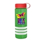 a transparent green bottle & red lid & white grip sergeant stripe - 24 oz tritan(tm) bottle with tethered lid, stripe bands, and digital imprint