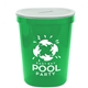 aerial view a translucent frost lid & translucent green cup 16 oz stadium cup coin bank, image 1 of 2