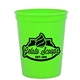 aerial view a white lid & neon green cup 16 oz stadium cup with no - hole cover, image 1 of 2