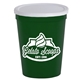 aerial view a white lid & eco dark green cup 16 oz stadium cup with no - hole cover, image 1 of 2