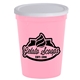 aerial view a white lid & awareness pink cup 16 oz stadium cup with no - hole cover, image 1 of 2