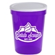 aerial view a white lid & translucent violet cup 16 oz stadium cup with no - hole cover, image 1 of 2