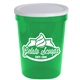 aerial view a white lid & translucent green cup 16 oz stadium cup with no - hole cover, image 1 of 2