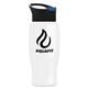 a black with blue flip tab lid & white bottle poly - pure - 27 oz transparent bottle with pop - up lid