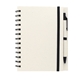aerial view a black boc recycled spiral notebook with pen, image 1 of 2