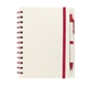 aerial view a red boc recycled spiral notebook with pen, image 1 of 2
