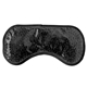 aerial view a black plush gel beads hot / cold pack eye mask, image 1 of 2