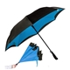 a black/cyan 48 rebel straight - handle umbrella